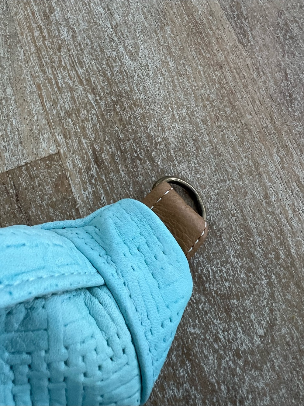 Turquoise Basketweave Leather Sling with Strap - Picture 11 of 11